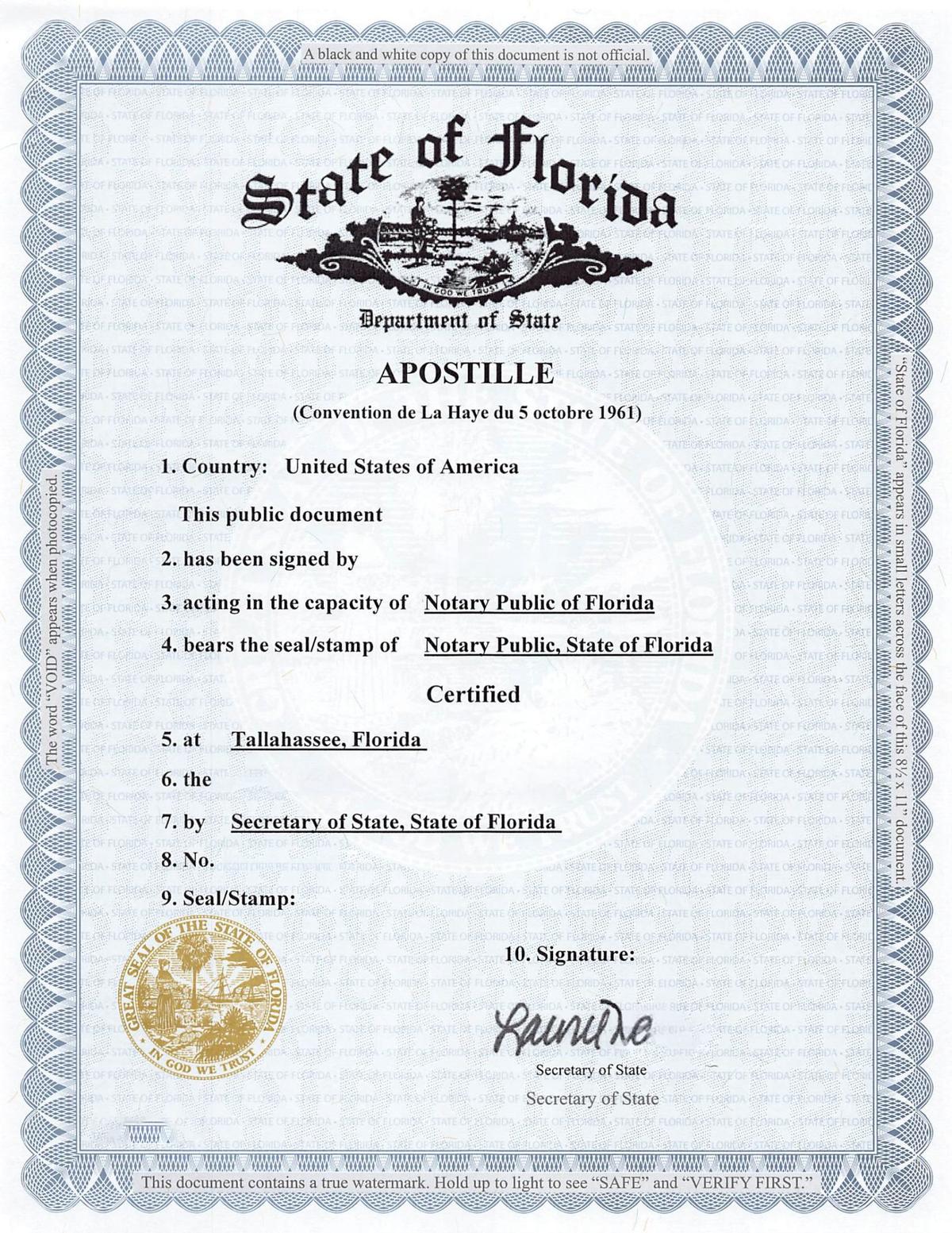My Florida Apostille - Business Photo